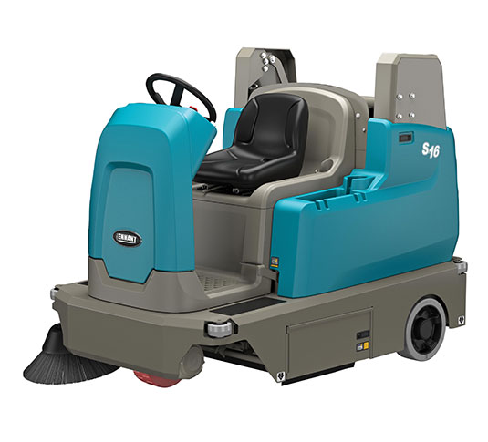 Tennant S16 Battery-Powered Compact Ride-On Sweeper High Dump