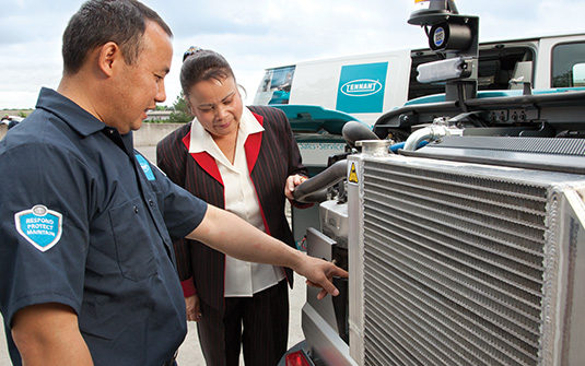 Tennant Company helps training customers on machines Tennant Company helps training customers on machines