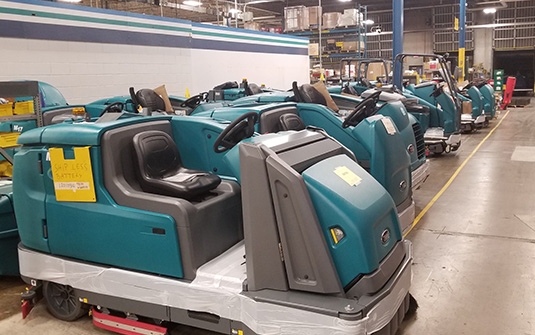 Tennant floor scrubbers and sweepers being manufactured Tennant floor scrubbers and sweepers being manufactured