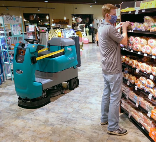 食料品店を掃除するT380AMRロボット型フロアスクラバー 食料品店を掃除するT380AMRロボット型フロアスクラバー